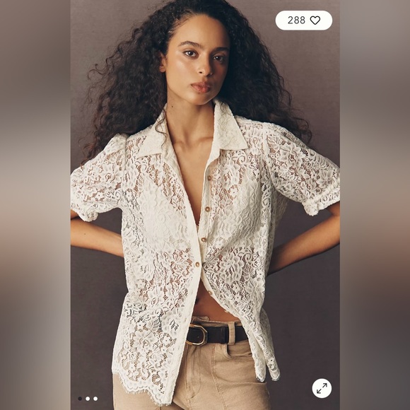 Pilcro/Anthropologie The Aly Lace Puff Sleeve Blouse in Ivory Size XL. NWT